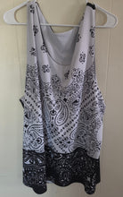 Load image into Gallery viewer, 'Ryde Out' Reversible Black + White Paisley Print Jersey Mesh Tank Top
