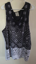 Load image into Gallery viewer, 'Ryde Out' Reversible Black + White Paisley Print Jersey Mesh Tank Top
