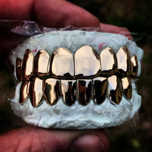 Load image into Gallery viewer, 10k-24k Yellow Gold + Platinum and Silver 1,2,4,6,8 Teeth Top And/Or Bottom
